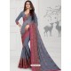 Aqua Grey Designer Georgette Sari