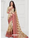 Light Beige Designer Georgette Sari