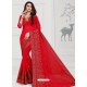 Red Designer Georgette Sari