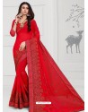 Red Designer Georgette Sari