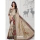 Light Beige Designer Silk Sari