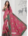 Light Pink Designer Silk Sari