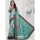 Sky Blue Designer Silk Sari