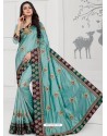 Sky Blue Designer Silk Sari