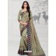 Olive Green Designer Silk Sari