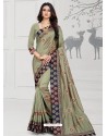 Olive Green Designer Silk Sari