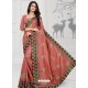 Peach Designer Silk Sari