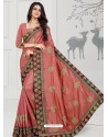 Peach Designer Silk Sari