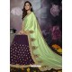 Purple Heavy Embroidered Designer Silk Sari