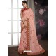 Baby PInk Heavy Embroidered Designer Silk Sari
