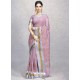 Mauve Heavy Embroidered Designer Silk Sari