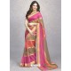 Hot Pink Heavy Embroidered Designer Silk Sari