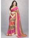 Hot Pink Heavy Embroidered Designer Silk Sari