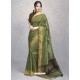 Mehendi Heavy Embroidered Designer Silk Sari