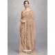 Light Brown Heavy Embroidered Designer Silk Sari