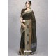 Black Heavy Embroidered Designer Silk Sari