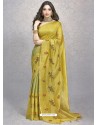 Corn Heavy Embroidered Designer Silk Sari