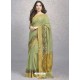 Olive Green Heavy Embroidered Designer Silk Sari