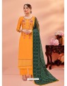 Orange Designer Silk Palazzo Salwar Suit