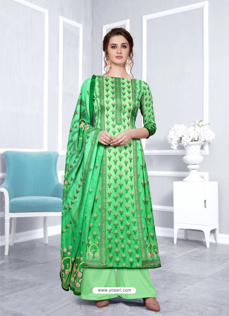 Buy Green Designer Georgette Palazzo Salwar Suit | Palazzo Salwar Suits