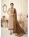 Light Beige Embroidered Designer Churidar Salwar Suit