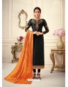 Black Embroidered Designer Churidar Salwar Suit