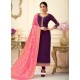 Purple Embroidered Designer Churidar Salwar Suit