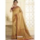 Marigold Heavy Embroidered Designer Silk Sari