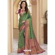 Forest Green Heavy Embroidered Designer Silk Sari