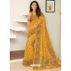 Yellow Heavy Embroidered Designer Silk Sari