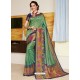 Sea Green Heavy Embroidered Designer Silk Sari