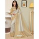 Light Beige Heavy Embroidered Designer Silk Sari