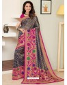 Dark Blue Heavy Embroidered Designer Silk Sari