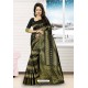 Black Heavy Embroidered Designer Kanjivaram Silk Sari