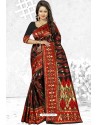 Black Heavy Embroidered Designer Cherry Banarasi Silk Sari