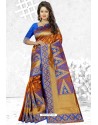 Dark Blue Heavy Embroidered Designer Cherry Banarasi Silk Sari