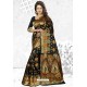 Black Heavy Embroidered Designer Cherry Banarasi Silk Sari