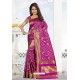 Magenta Heavy Embroidered Designer Kanjivaram Silk Sari
