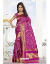 Magenta Heavy Embroidered Designer Kanjivaram Silk Sari