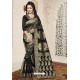 Black Heavy Embroidered Designer Banarasi Silk Sari