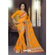 Yellow Heavy Embroidered Designer Blooming Georgette Sari