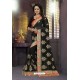 Black Heavy Embroidered Designer Blooming Georgette Sari