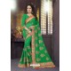 Green Heavy Embroidered Designer Blooming Georgette Sari