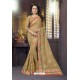 Gold Heavy Embroidered Designer Blooming Georgette Sari