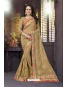 Gold Heavy Embroidered Designer Blooming Georgette Sari