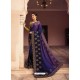 Navy Blue Heavy Embroidered Designer Silk Sari