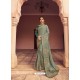 Grayish Green Heavy Embroidered Designer Silk Sari