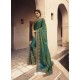 Dark Green Heavy Embroidered Designer Silk Sari