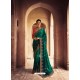 Dark Green Heavy Embroidered Designer Silk Sari