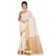 White Heavy Embroidered Designer Kanjivaram Silk Sari